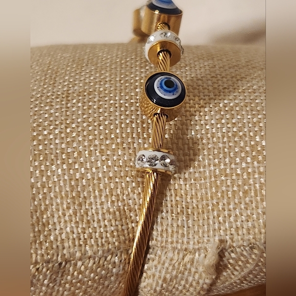 Gold Toneand Evil Eye Bracelet - Picture 2 of 5